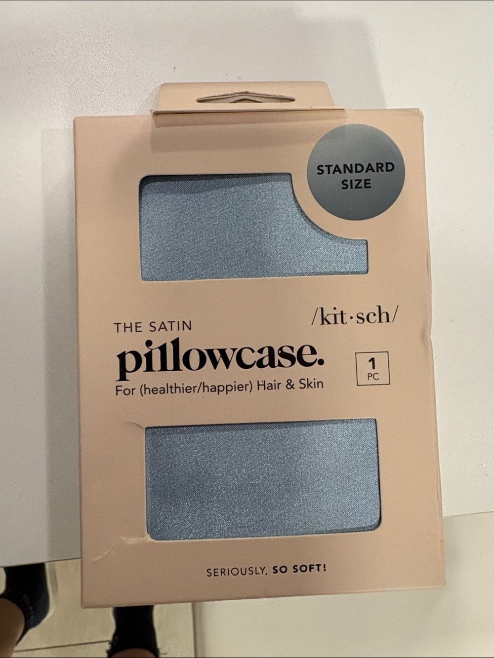Brand New Never Opened Kit.sch Blue Satin Pillow Case
